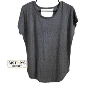 Tek Gear Heather Gray T-Shirt Women's Medium with Cutout in back